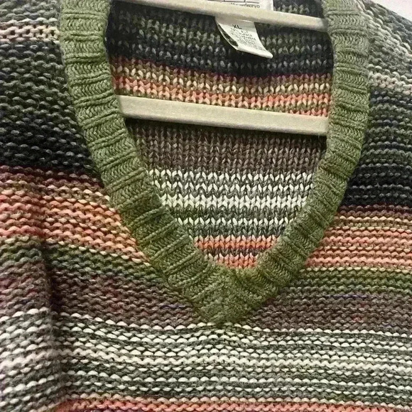 Norm Thompson Escape From The Ordinary VNeck Striped Sweater Womens XL - Picture 7 of 10